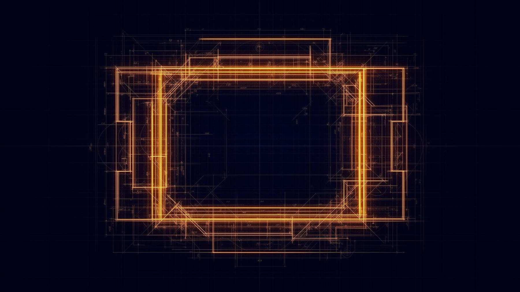 Abstract engineering blueprint background showing architectural drawings and technical schematics